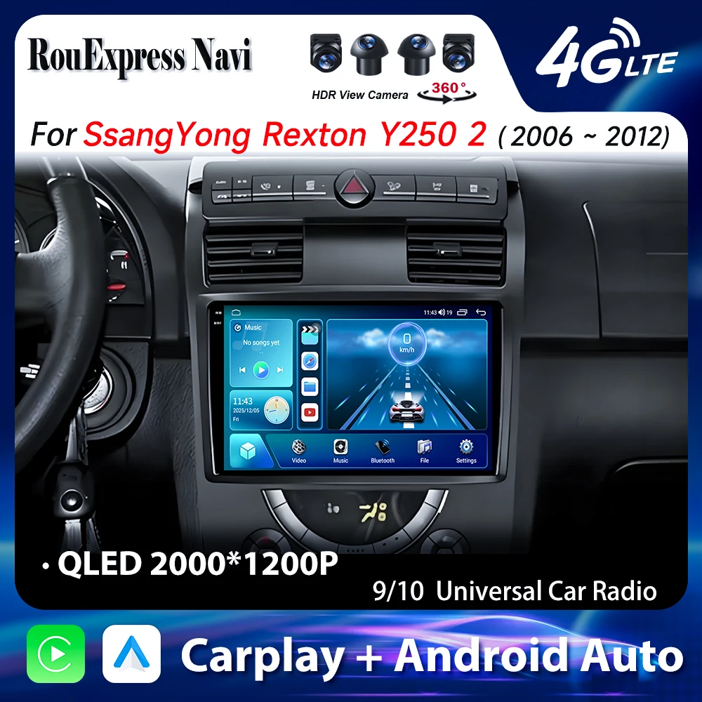 Android Carplay Auto For SsangYong Rexton Y250 2 2006 - 2012 Car Radio Player Multimedia Stereo Navigation GPS Video Bluetooth