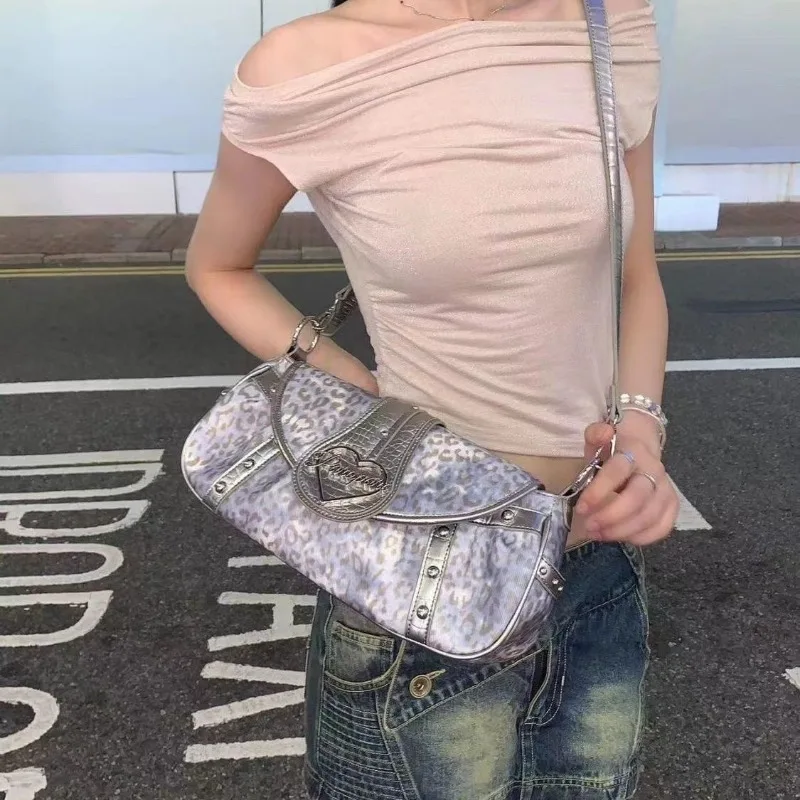 GAINNY y2k levhart skvrnitý bedra brašna ženy vintage korejské móda 2024 trend crossbody pytle harajuku pouliční oblečení estetická mládež brašna