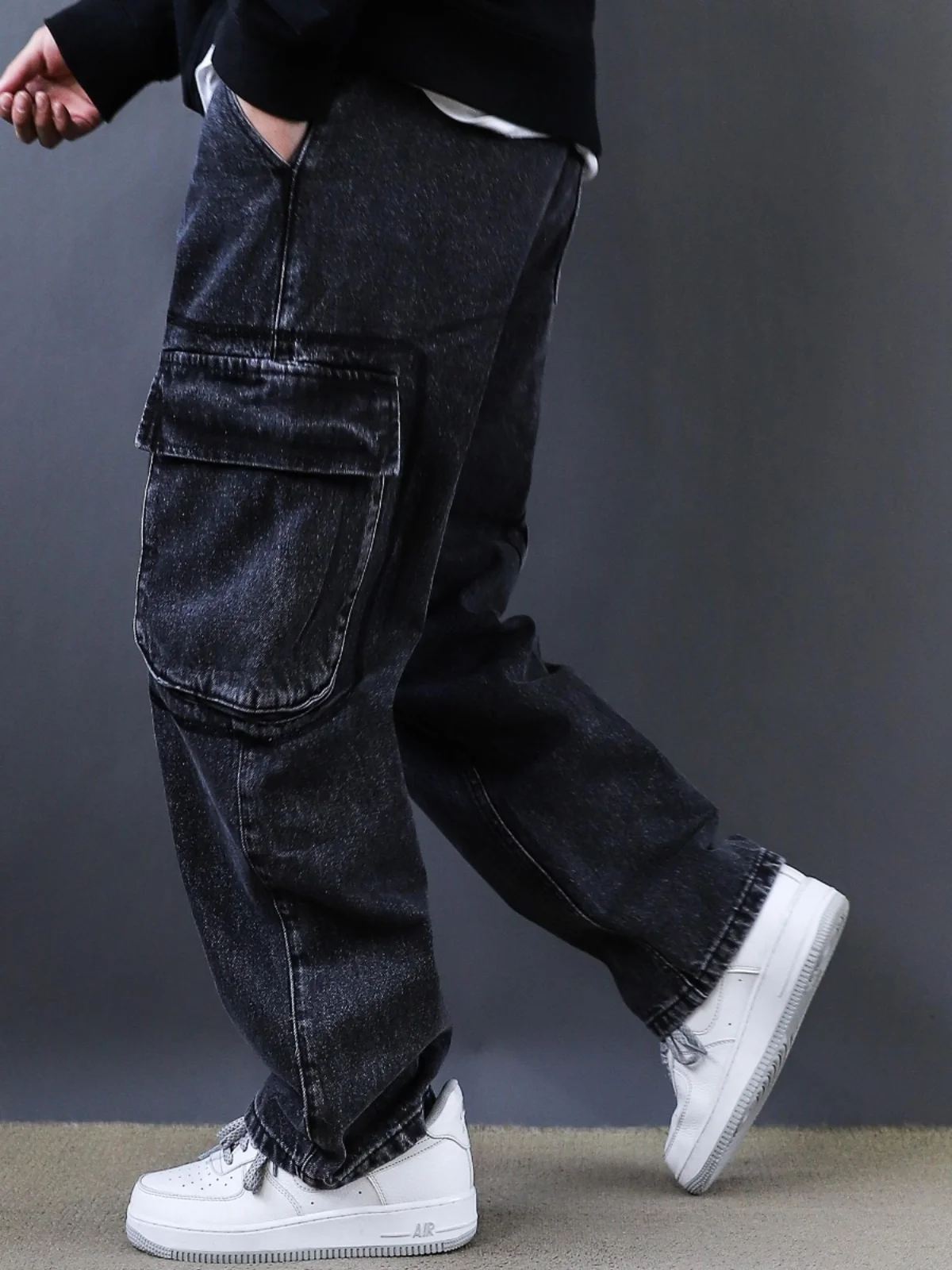 

Washed out American Style Casual Loose Fit Workwear Denim Pants Spring Autumn New Arrival with Big Pockets Youth Fashion