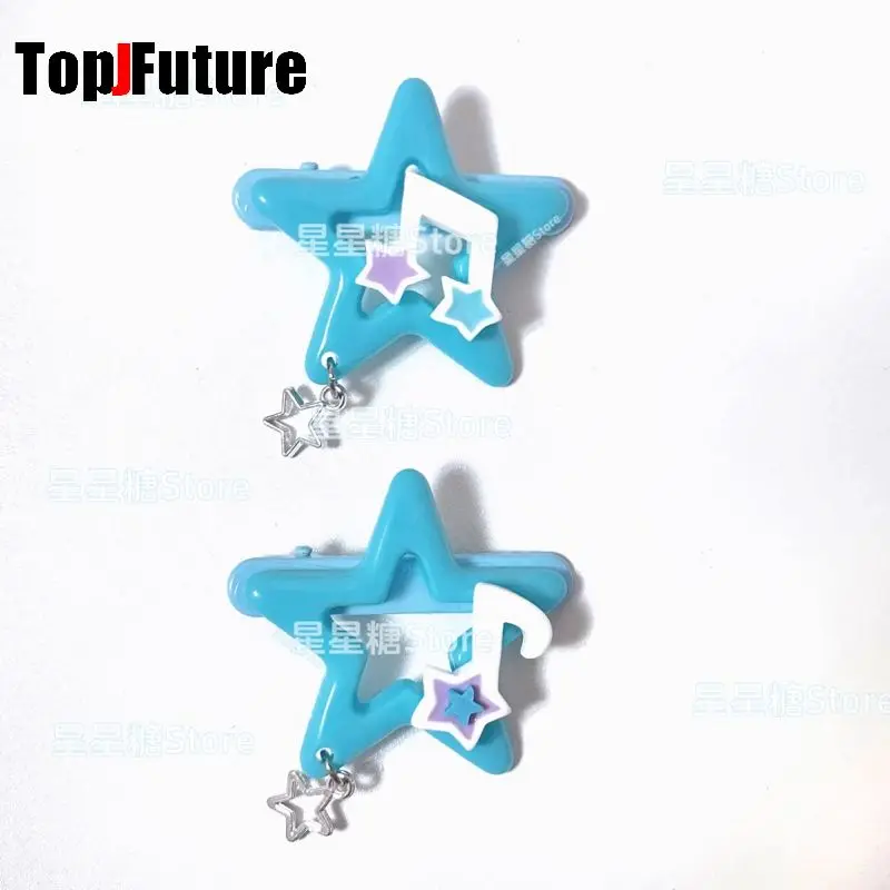 Gothic dark punk Subculture Abi y2k Millennium Hot Girl lovely Lake Blue Star anime Note Pendant hairgrip Hairpin clip  headwear