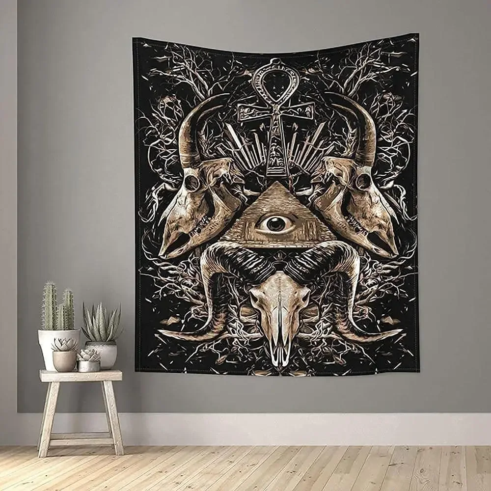 Evil Skull Egypt Eye Deer Pyrami Wall Hanging By Ho Me Lili Tapestry For Bedroom Living Room Dorm Home Decoration