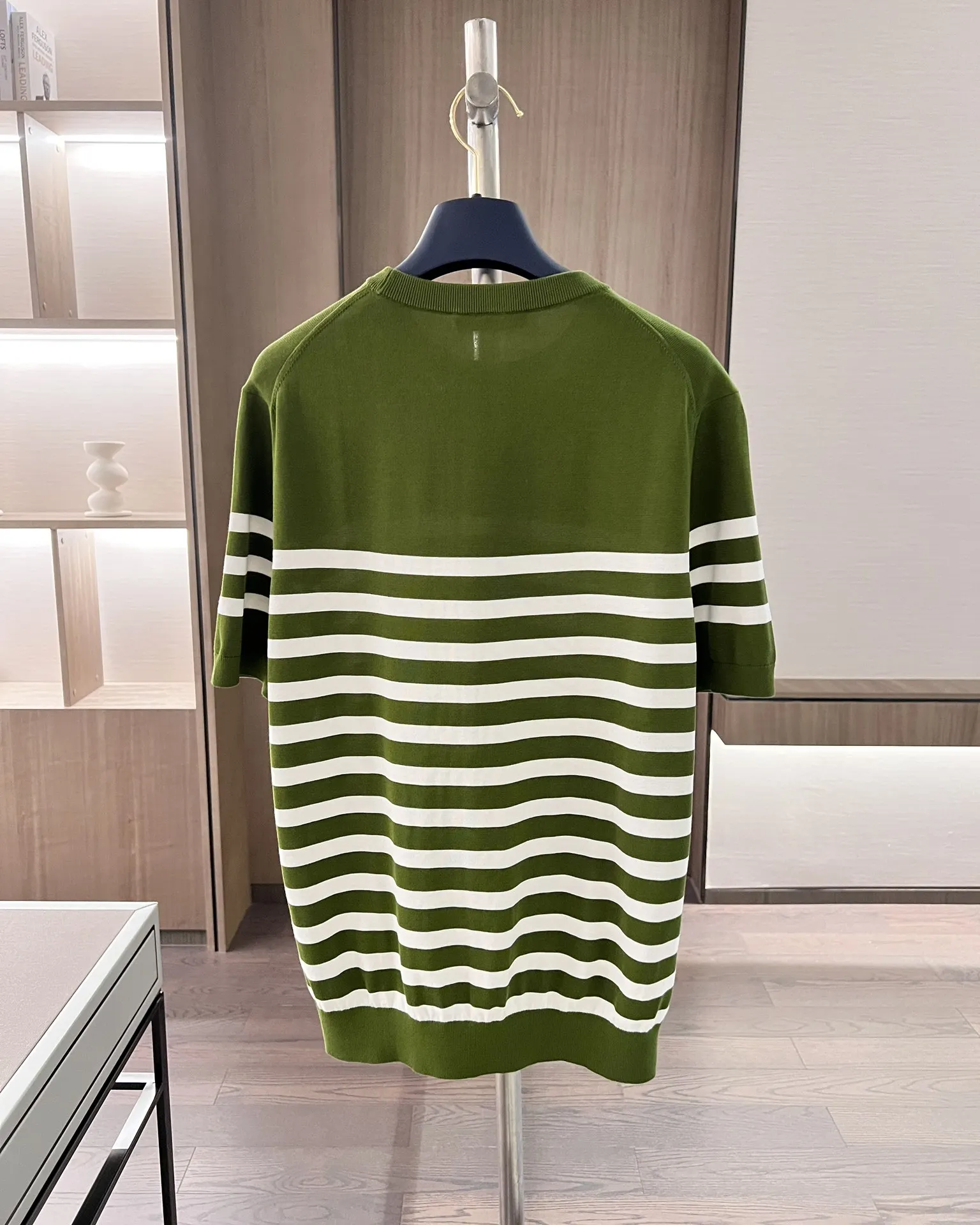 BILLIONAIRE SIJITONGDA2024 Spring, Summer and Autumn New Round Neck Knitted Strip Short Sleeve Fabric Cotton Fashionable All-mat