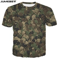 Jumeast Y2K 3D Printed Hunting Skull Camouflage T-Shirt Men Women Short Sleeve Hip Hop Sport Pullover Top Tees