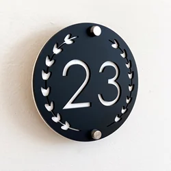 Personalized 3D Double Layer Acrylic Outdoor House Number Plate Customizable Address Sign for Home Wall Room Flower Plaque Name