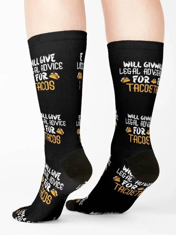 Funny Lawyer , Will give Legal Advice for Tacos , Law School Graduation Socks Running snow Mens Socks Women\'s