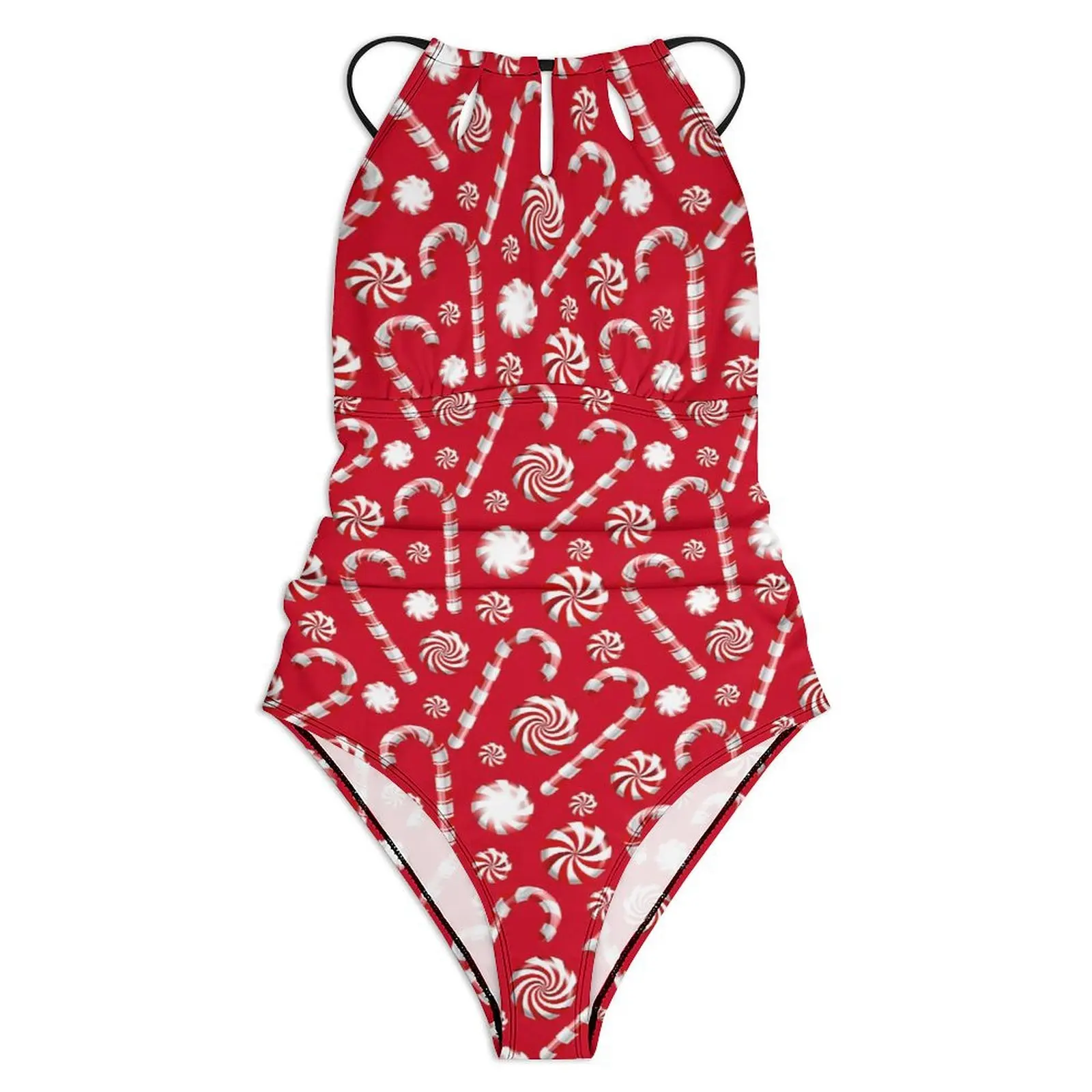 Candy Cane Print Swimsuit Whimsical Christmas Push Up Swimwear One Piece Beach Bathing Suit Swimsuits Sexy Beachwear Plus Size