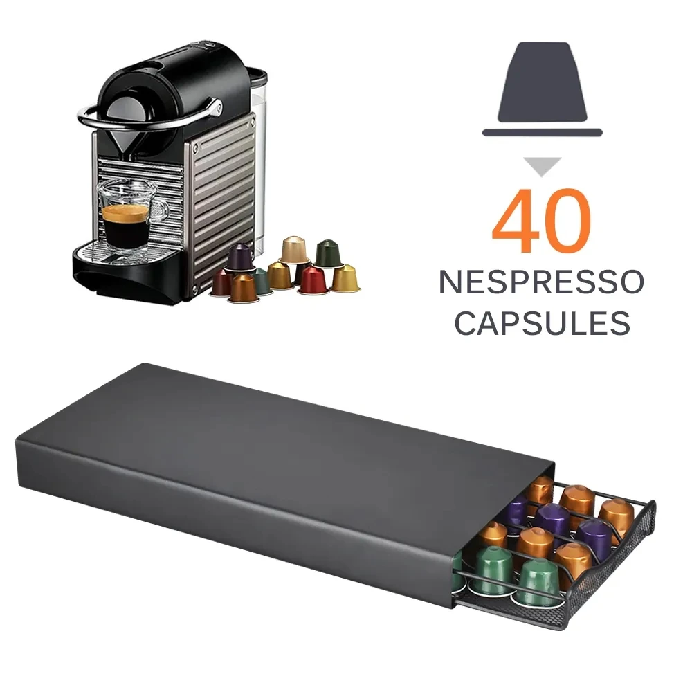 40 Pods Coffee Capsule Organizer Storage Stand Practical Coffee Drawers Capsules Holder For Nespresso Coffee Capsule Drawer