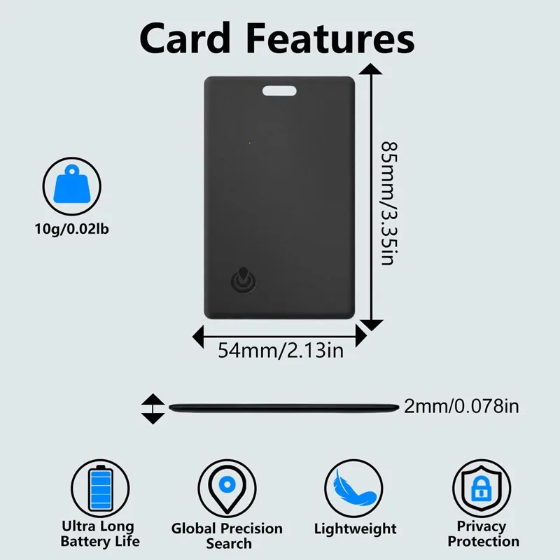 Ultra-Slim Wallet Tracker Card Bluetooth Smart Tracking Card for Item Finder Locator Air Tag Works with Find My APP (iOS Only)