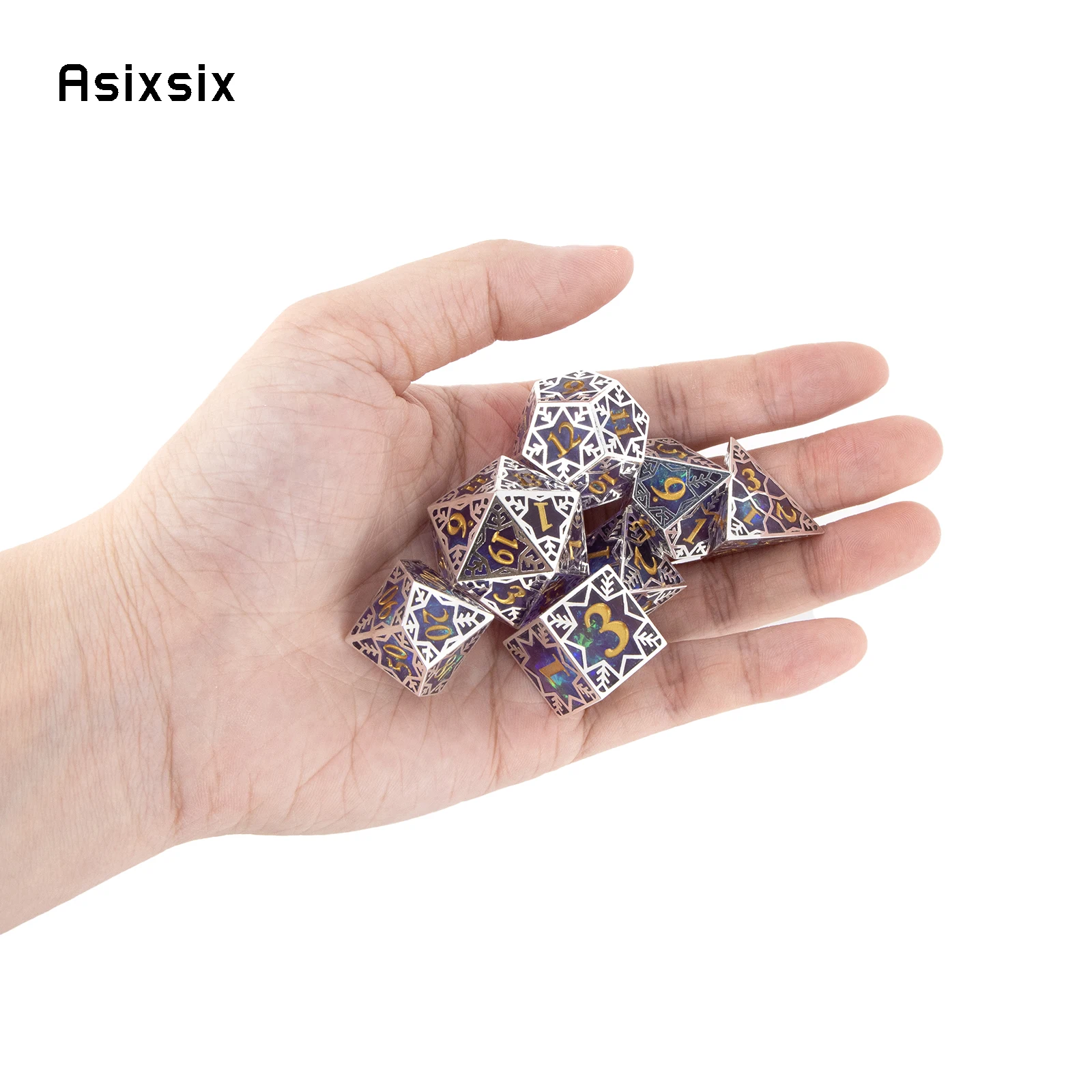 7 Pcs Purple Snowflake Resin Golden Number Sharp Edge Polyhedral Dice Suitable for Role-Playing RPG    Board Game