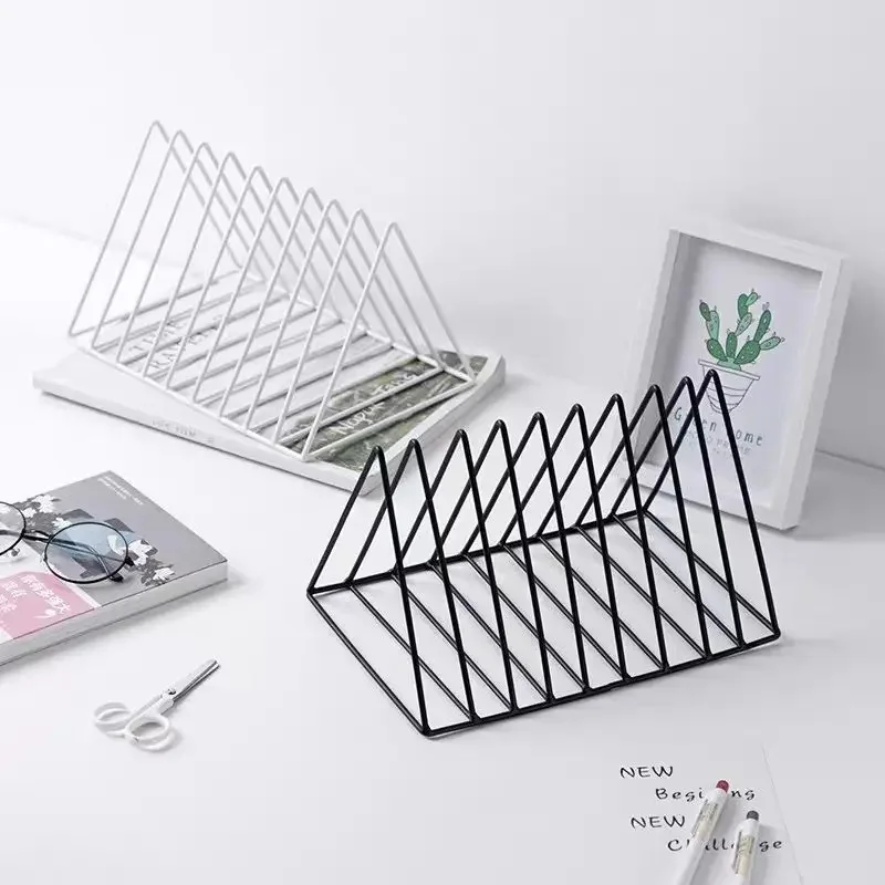 Iron Triangle Bookends – Minimalist and Creative Desk Organizer for Students and Office Use, Stylish and Functional Book Holder