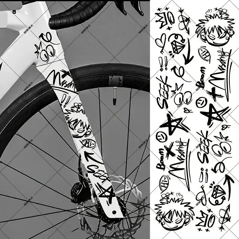 Graffiti - Style Bike Sticker Pack,Cool Cartoon & Symbol Decals for Bicycle Frames, Laptops,Perfect for Personalizing Your Items