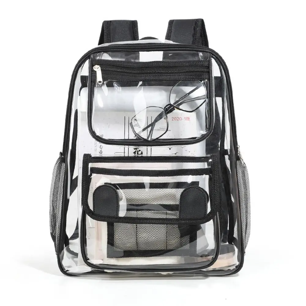 Heavy Duty PVC Transparent Backpack Large Capacity Waterproof Travel Rucksack Clear See Through Student School Bag