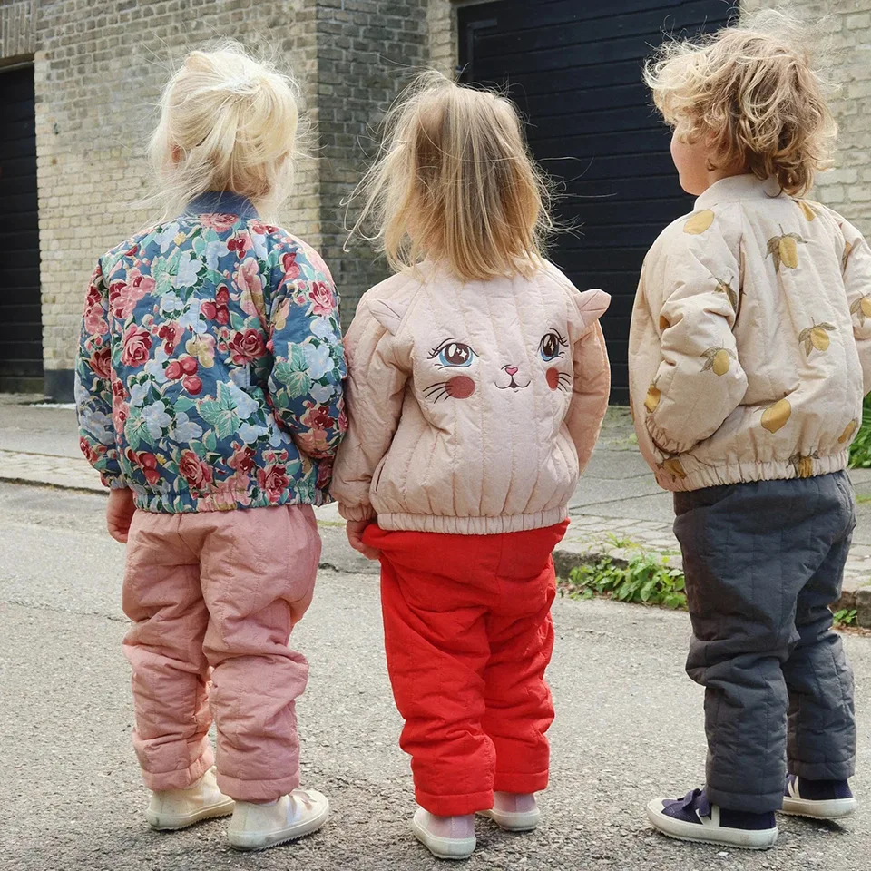 Autumn Winter New Arrival Kids' Cotton Jacket with Fleece Lining Thickened Printed Clothes Glitter Zipper Coat for Boys Girls