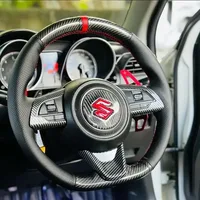 Para Suzuki Sierra Swift Sport Teszt Baleno 2018-2024 cosido a mano antideslizante negro gamuza de carbono protector para volante de coche