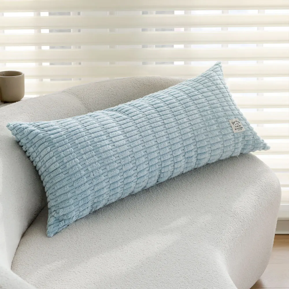 Corduroy Body Pillow Cover 35x90cm Soft Light Blue Long Cushion Case for Sofa Bed Aesthetic Room Decor Decorative Pillows Case view 4