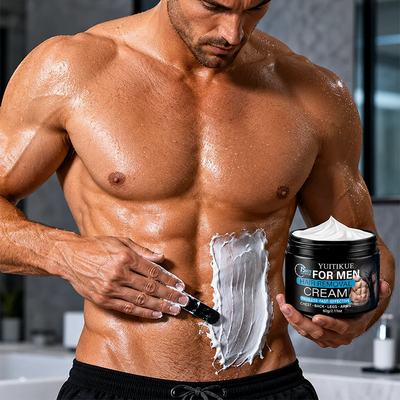 YUITIKUE Men Hair Removal Cream 60g 15Min Fast Painless Depilatory Cream For Chest Back Legs Arms Body Hair Remove