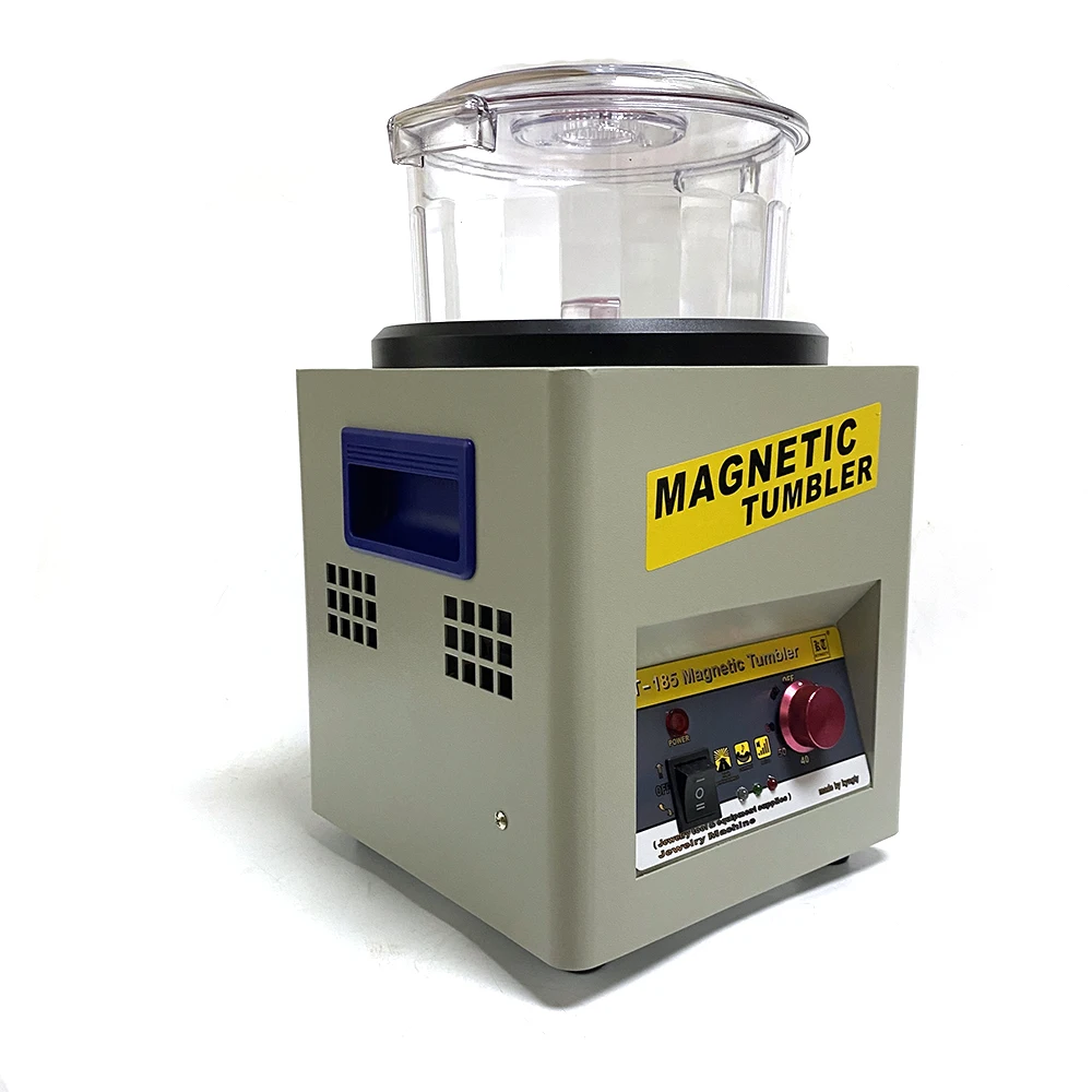 200W Motor Magnetic Polishing Machine for Jewelry Making Adjustable Timer Acrylic Barrel Tumbler Polisher Energy Saving