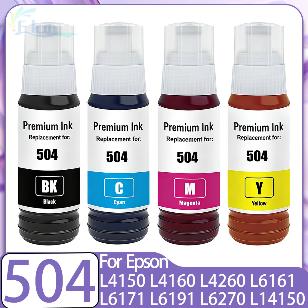 504 T504 Refill Ink For Epson 504 T504 Premium Refill Ink Compatible For Epson Eco tank L4150 L4160 L4260 L6161 L6171 Printer