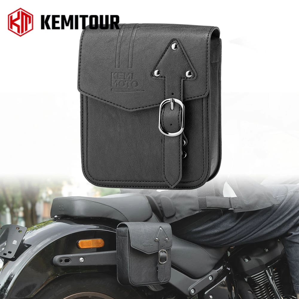 Motorcycle Saddle Bag Waterproof Side Bag Rectangle Retro PU Leather Saddlebag for Sportster 883 1200 Motorcycle Accessories Bag