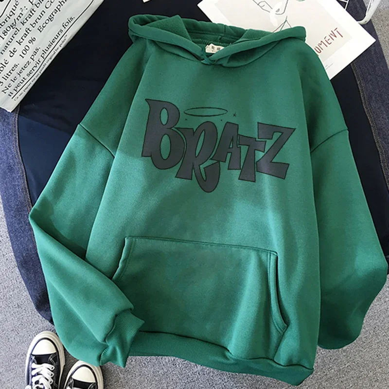 Bratz Letter Sweatshirt Harajuku Kawaii Cute Hoodie Winter Women Kpop Clothes Femme Top Aesthetic Oversized Hoodies Friends Xуди