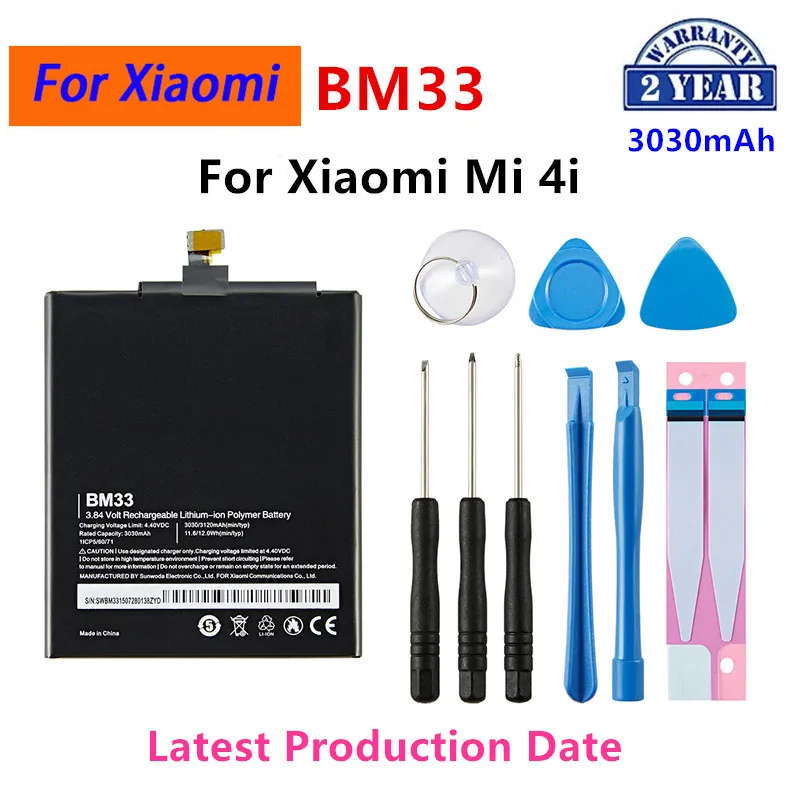 

Brand New BM33 3120mAh Battery For Xiaomi 4i Mi 4i Mi4i M4i BM33 High Quality Phone Replacement Batteries +Tools