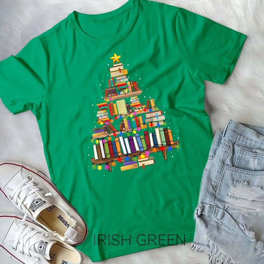 Christmas Library Tree Gift For Librarian And Book Lover T-Shirt Unisex T-shirt