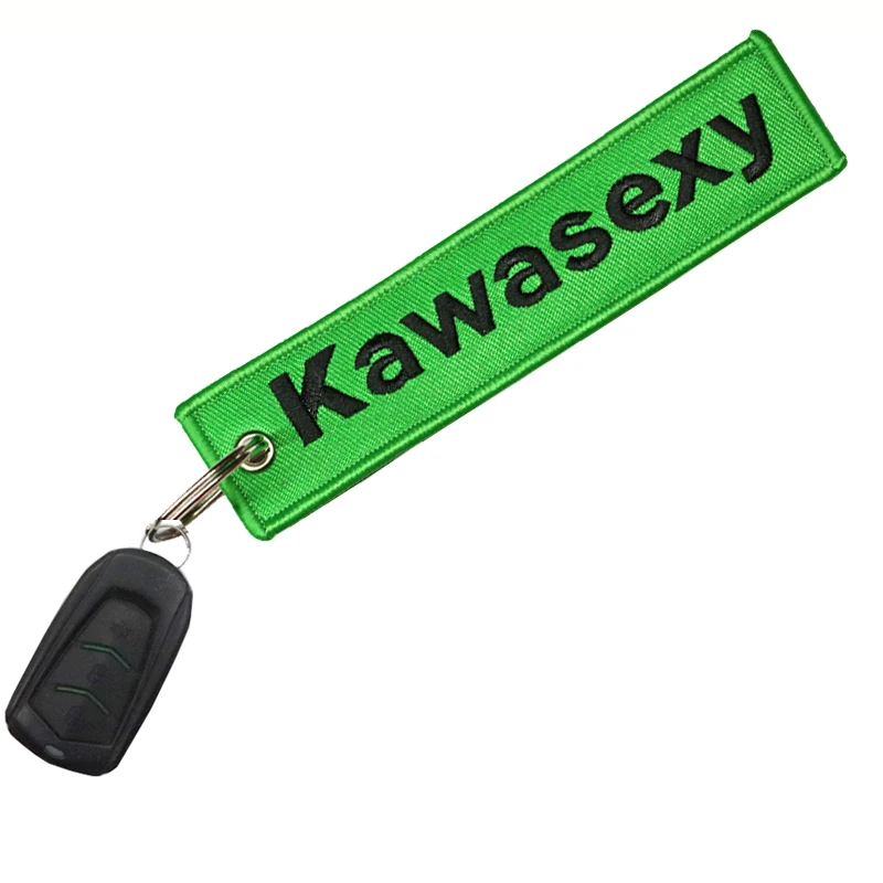 JDM Kawasexy logo Key Chain For Kawasaki Motocycle Key Ring Cars Keychain Gifts Double Sided Embroidery Fashion Keychain