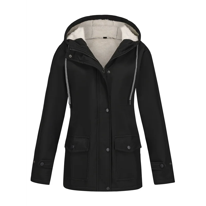 For Hiking Travel Outdoor Women Waterproof Rain Jacket, Hooded Windbreaker Trench Coat