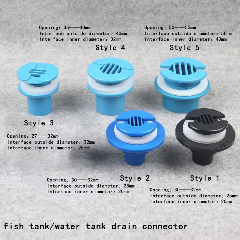 PVC Pipe Adapter Connector for Aquarium Garden Water Tank - Bottom Facing Drain Joint 25-50mm Pipe Diameter