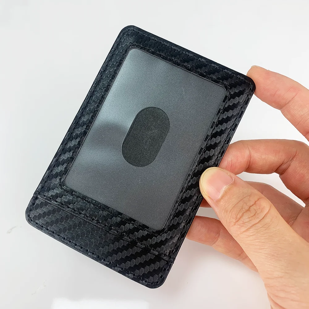 High Quality 2 in 1 Matt Twill Carbon Fiber Money Clip Luxury PU Leather Slim Card Holder Wallet for Men Daily Use