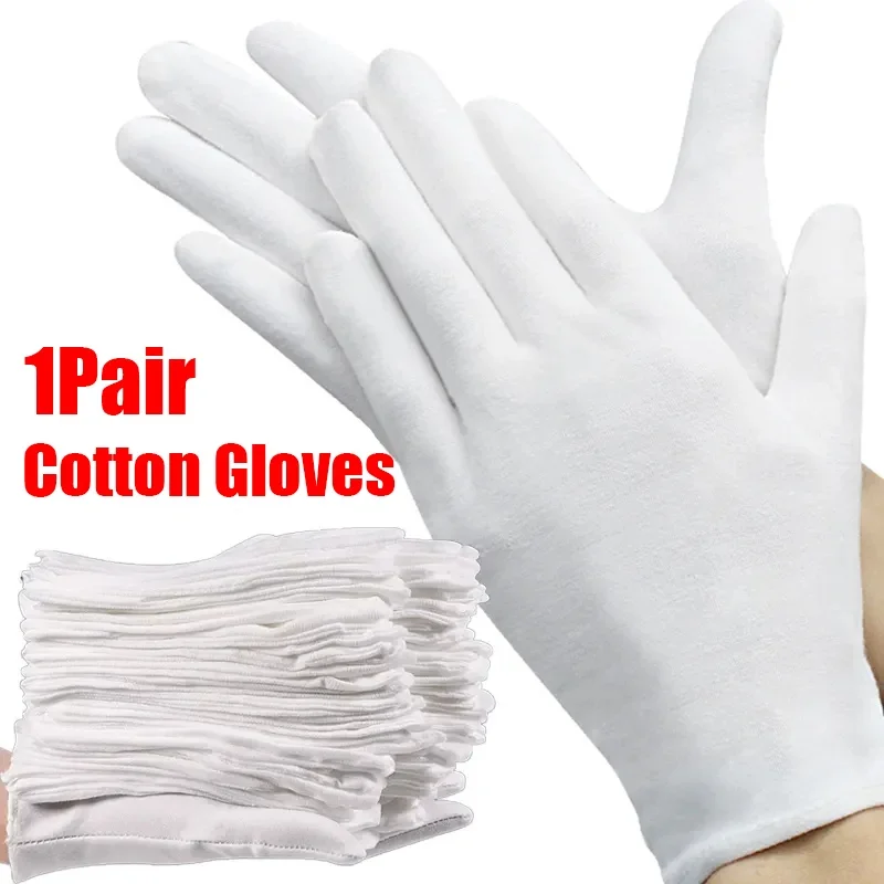 White Cotton Gloves Men Formal Tuxedo Uniform Gloves Honor Guard Parade Ceremony Costume Cosplay Coin Jewelry Butler Glove