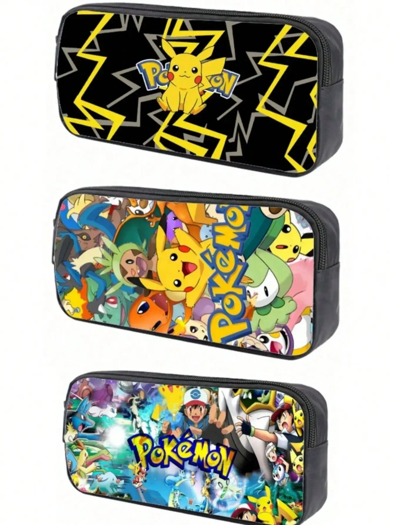 Pikachu Pokemon estudiante Pikachu monedero con estampado completo estudiantes de secundaria Anime kawaii Mochila de dibujos animados