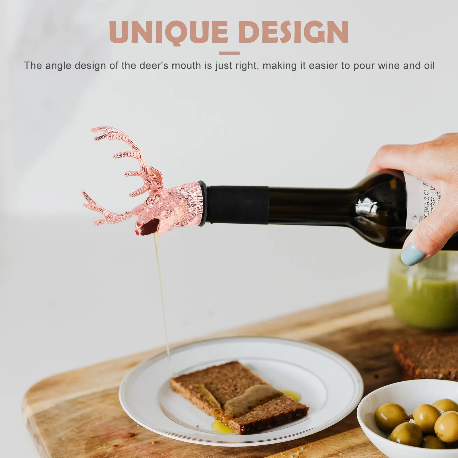 2Pcs Adorable Deer Shaped Wine Stopper with Spout Premium Zinc Alloy Bottle Stopper for Home Party Hotel Bar Wine Accessories