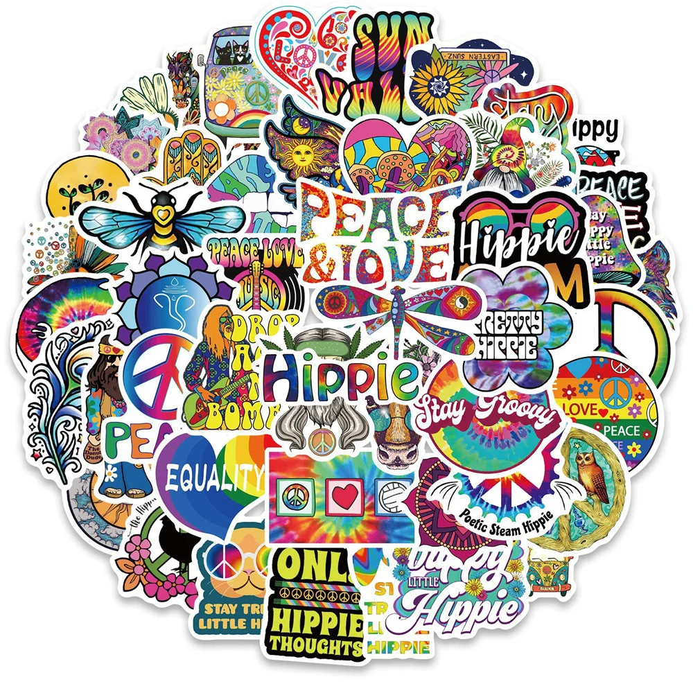 10/30/50PCS New Cartoon Hippie Hippie Sticker Personality Decoration Suitcase Laptop Water Cup Waterproof Wholesale