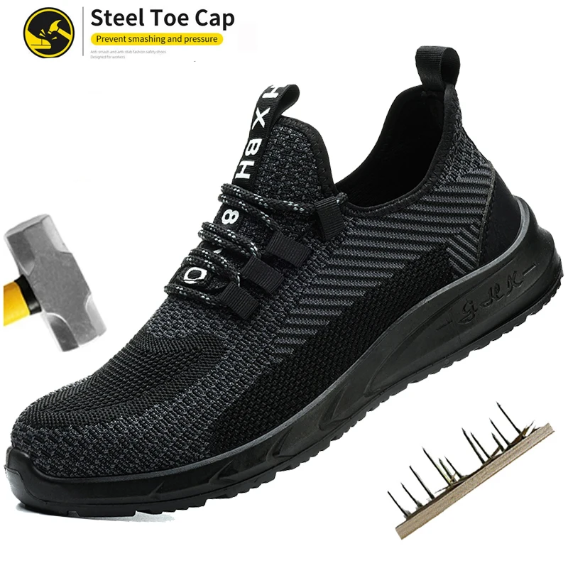 Botas de seguridad con punta de acero, zapatos de trabajo ligeros, zapatos de trabajo de construcción para hombre, zapatos industriales con cordones bajos, zapatos informales para caminar