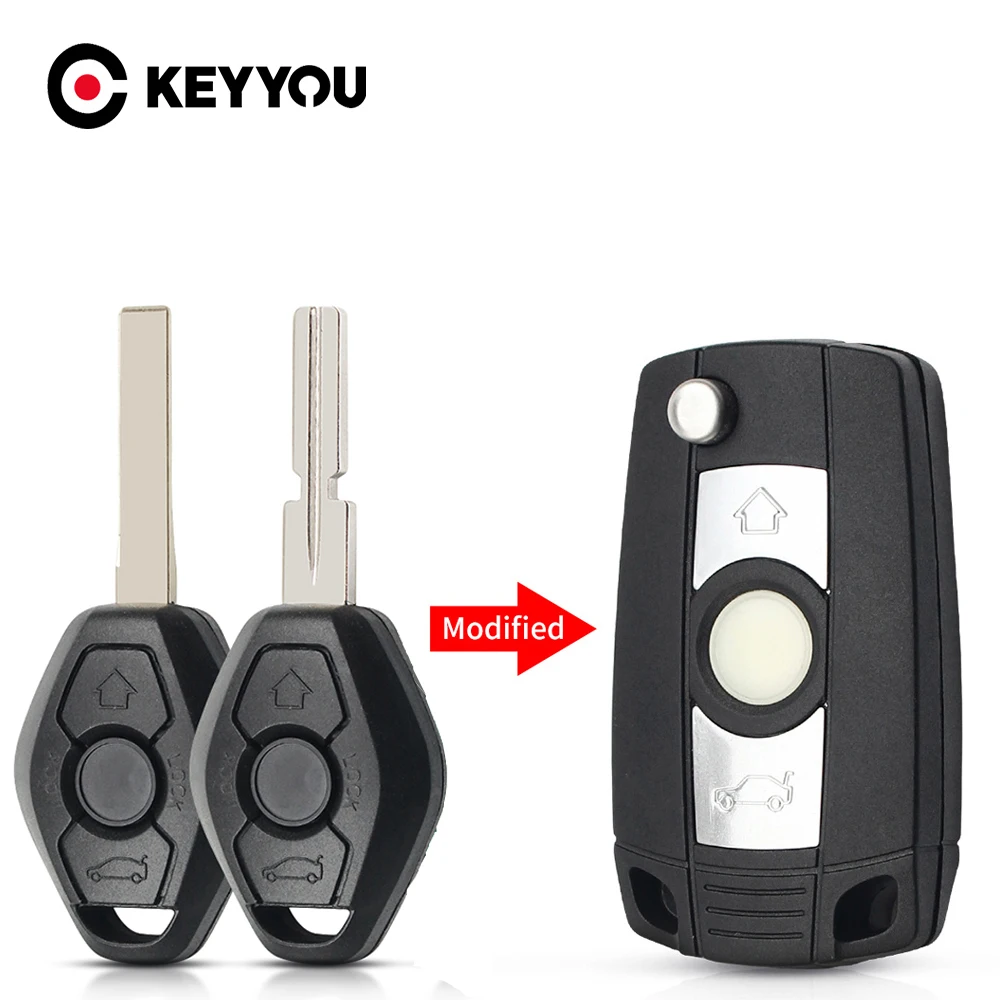 

KEYYOU Корпус выкидного ключа-брелока с 3 кнопками для BMW E36 E38 E39 E46 E53 E60 E61 E63 E64 серий 1/3/5/7, X3 X5 Z3 Z4, модифицированный корпус