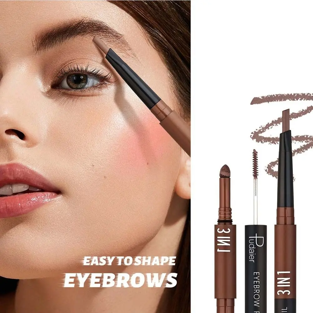 6 Color 3 in 1 Eyebrow Pencil Long Lasting Waterproof Eyebrow Dye Cream Brow Shaping Non-smudge Eyebrow Gel with Brush Women