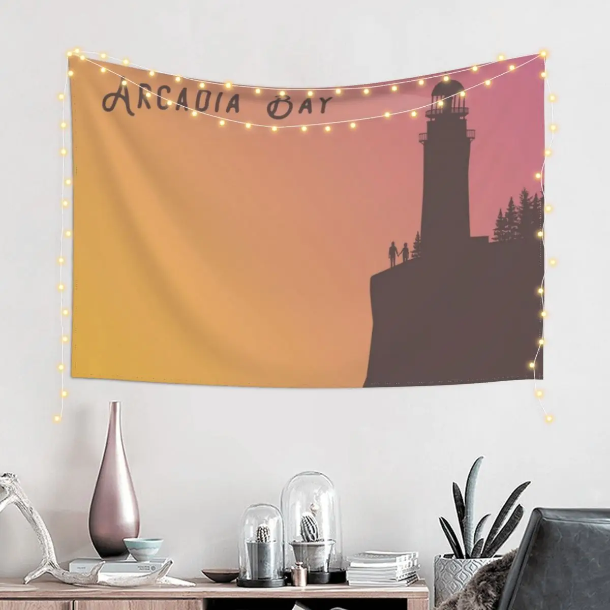 Life is Strange - Arcadia Bay Lighthouse with Chloe & Max Tapestry Aesthetics For Room House Decor Tapestry