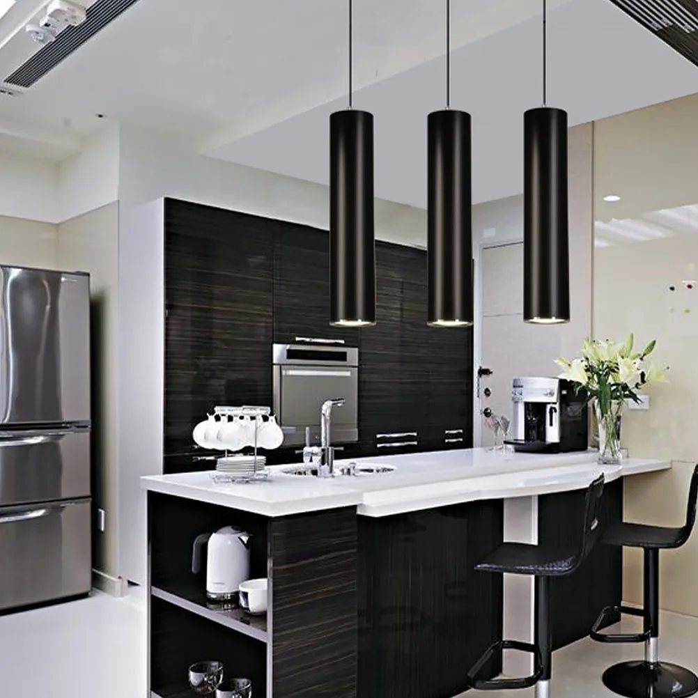 

7 W Decorate LED Chandelier Decoration Kitchen Island Lighting Black Aluminum Cylinder Long Tube Lamp