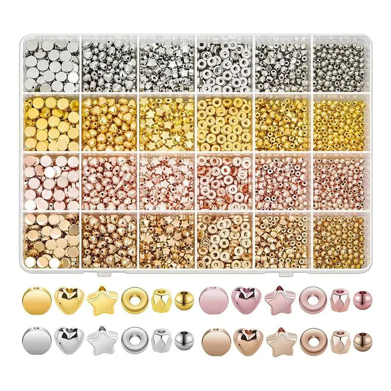 A75K 2160 Pieces Spacer Beads Set, Assorted Bracelet Beads Round Beads Beads for Bracelet Jewelry