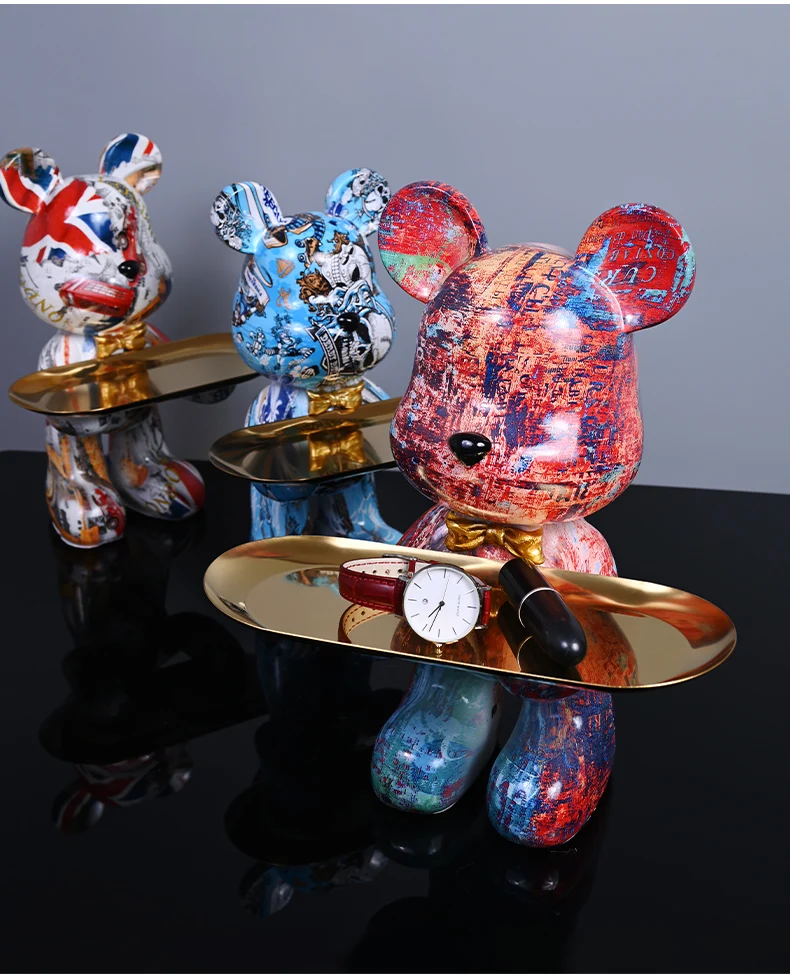 Bunte Bärenstatuen und Skulpturen Butler Figur Ornamente Innen Nordic Dekorative Zimmer Tischdekoration Harz Handwerk Geschenk – Detail 3