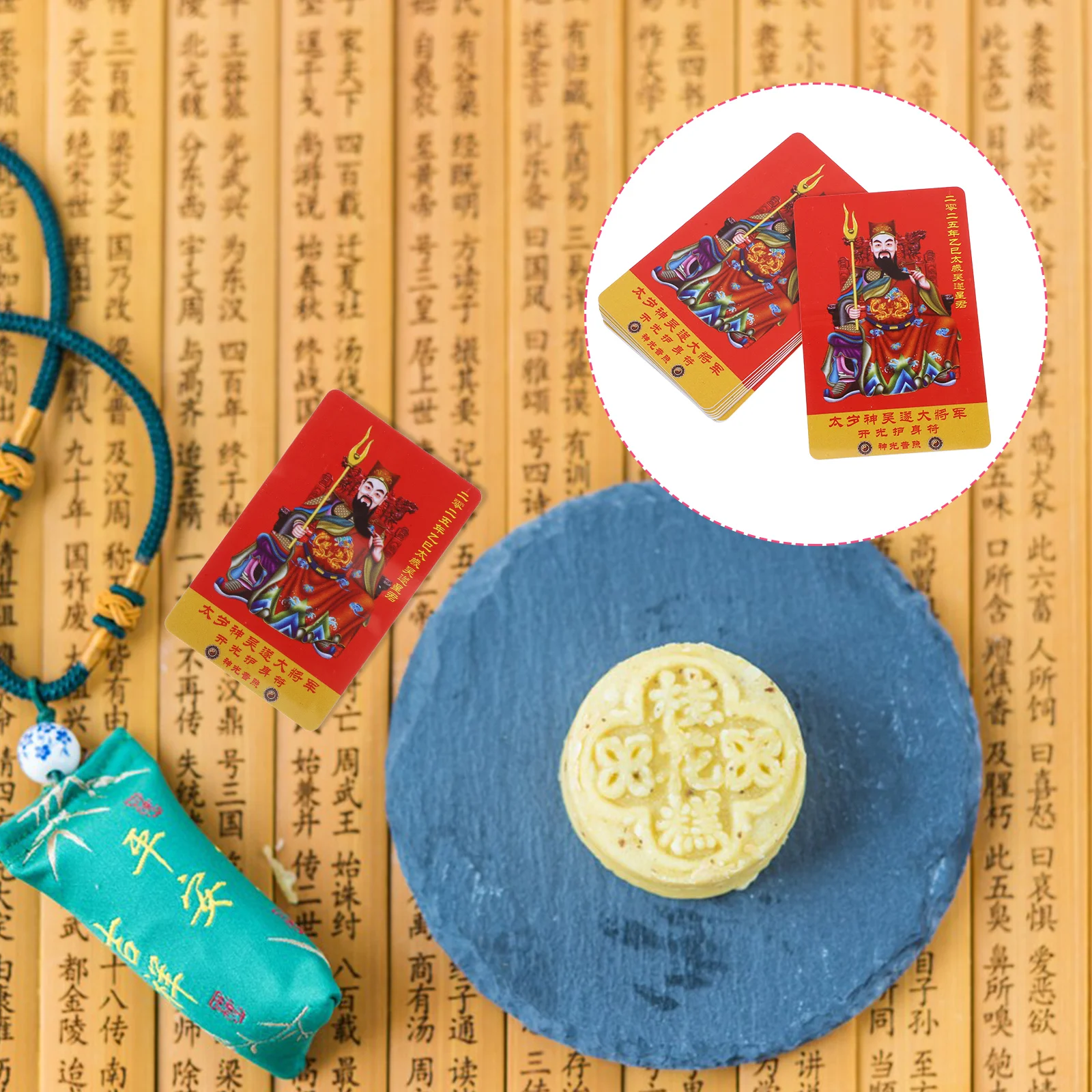 

10 Pcs Bracelet Year of Tai Sui and Snake Feng Shui Amulet Card Charm Wealth Protection Miss