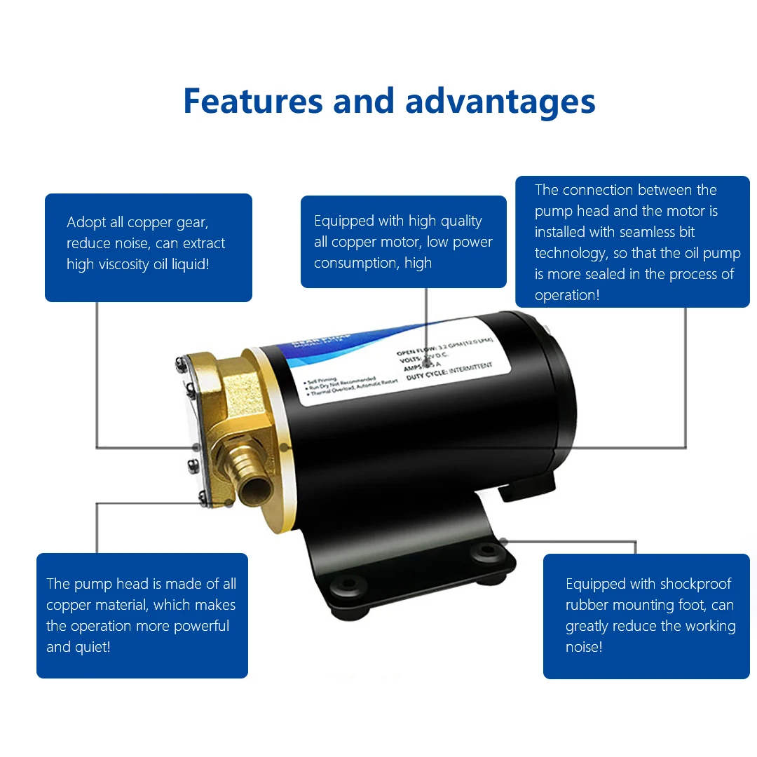 DC 12V 24V Electric High Pressure Gear Oil Fuel Pump Oil Suction Truck Refuel Pump Micro-suction Self-priming Diesel Pump