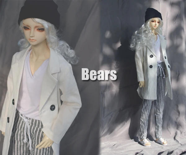 

BJD Doll Clothes White Linen Double Breasted Windbreaker Coat Tops For 1/3 BJD SD DD SD17 POPO68 Uncle SSDF Doll Accessories