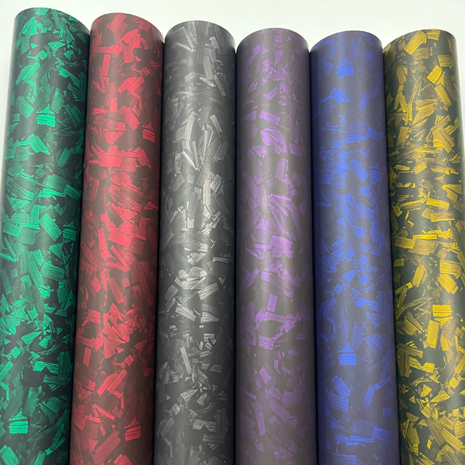 

High quality Matte Red blue black PET Forged Carbon Fiber Vinyl Wrap Film Car Styling Stickers Decal Car Wrapping Foil Film