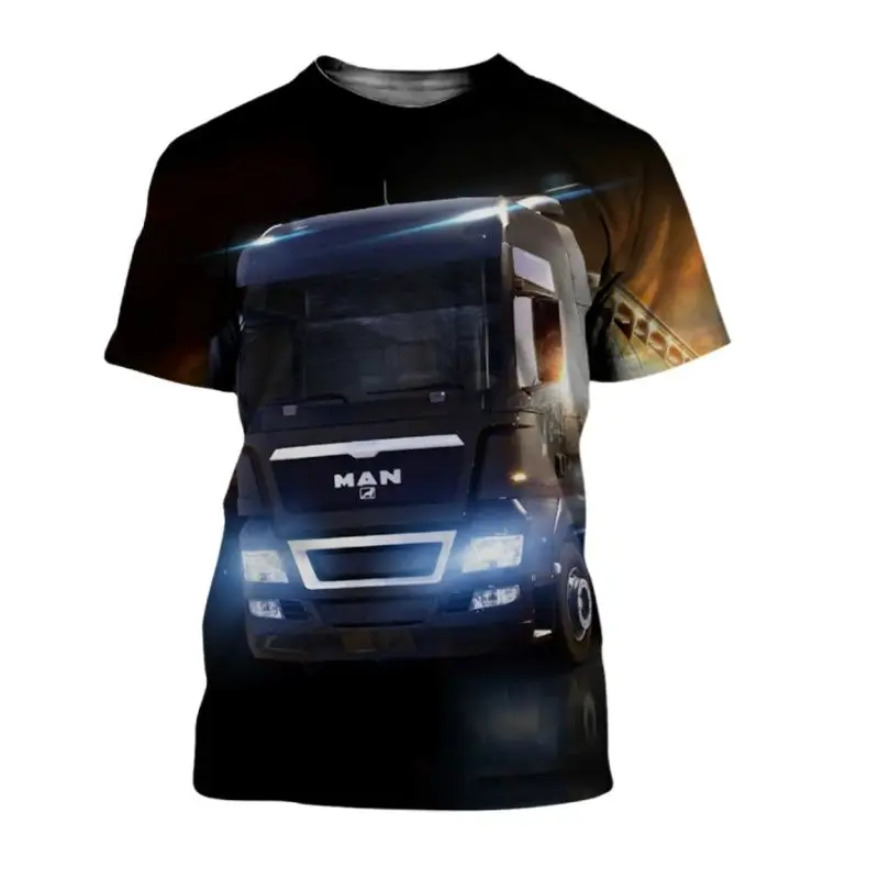 2023 Ordinary Casual Truck Summer Men\'s Shirt 3D Printed T-shirt Short-sleeved T-shirt British Fashion Men\'s Shirt Top 6x