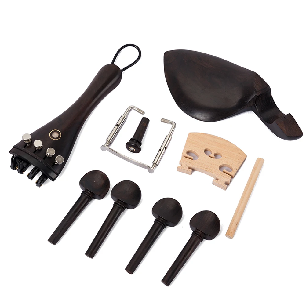 

15 Pcs Violin Accessories Chinrest Tailpiece Endpin Handmade Quality Parts Fiddle Bridge Kit Screws Metal Inlaid Beautiful