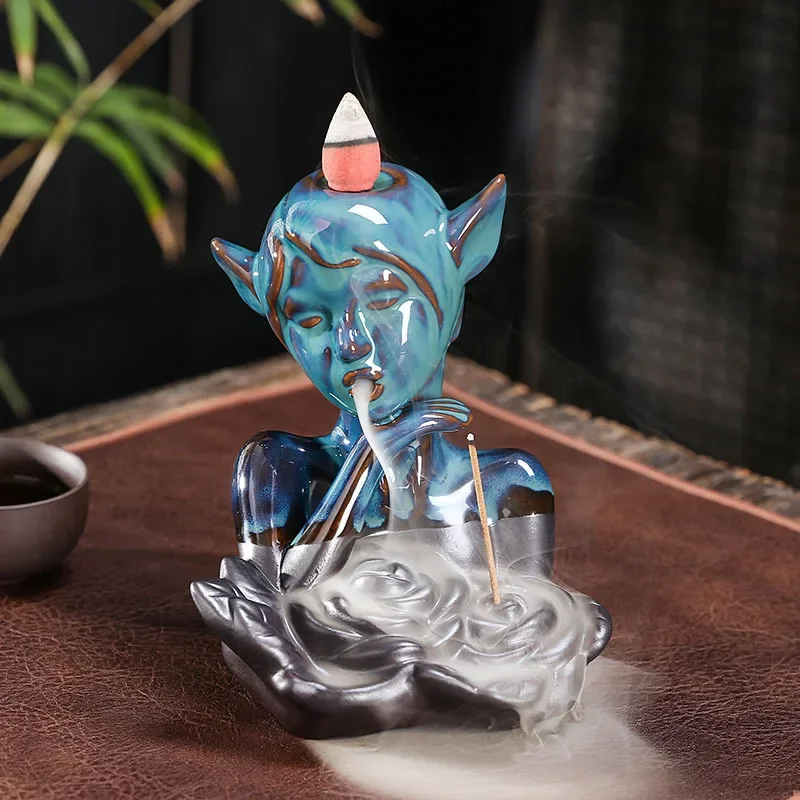 Backflow Incense Burner, Fairy Lady Ceramic Holder, High-Temperature Tray, Overglaze Decorative Piece, Artistic Aroma Diffuser