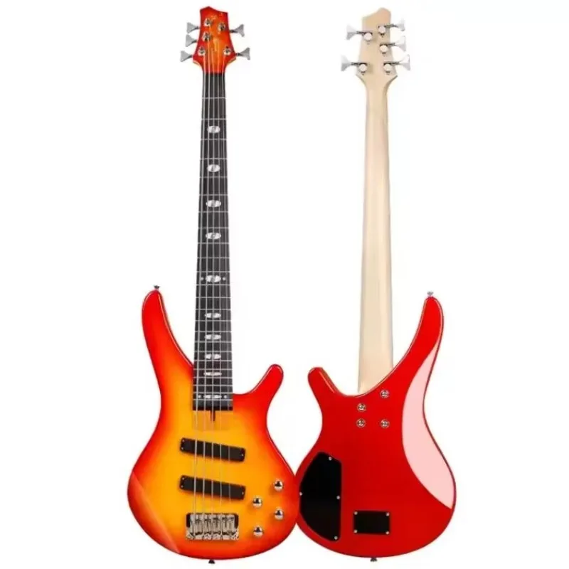 Electric Bass Guitar Solid Maple Flamed Veneer Top Basswood Mahogany Back/Side Professional Suitability
