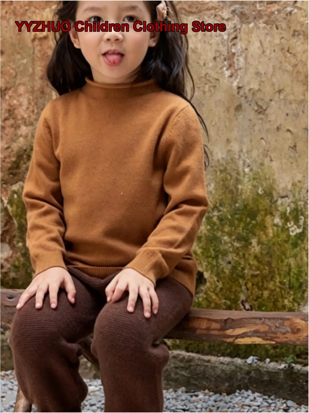 Girls Knit Base Layer Top Kids Autumn Winter Cashmere Round Neck Knit Top Solid Color Thickened Soft Skin-Friendly Parent-Child